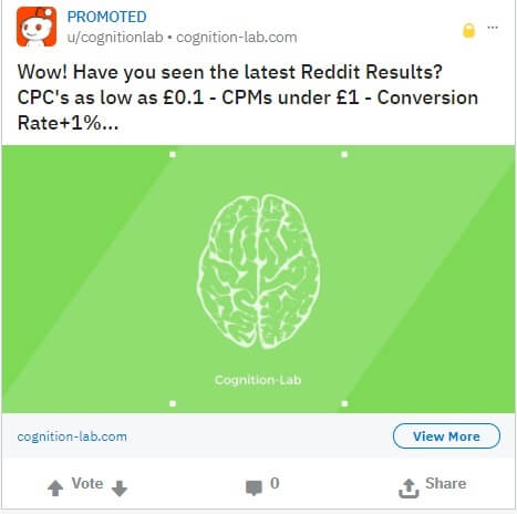 Top Performing Mobile Reddit Ad example Cognition-Lab